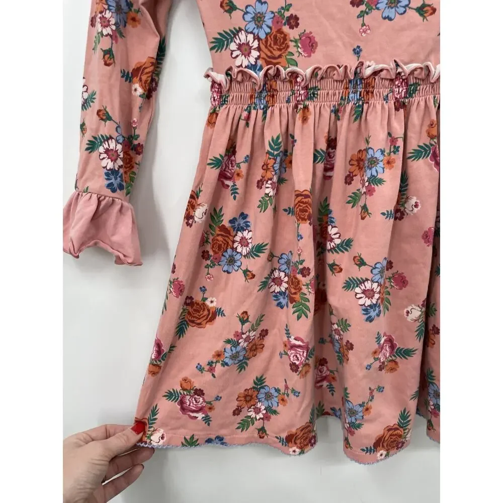 Matilda Jane Lots To Learn Dress Girls Size 6 Long Sleeve Pink Floral Dress